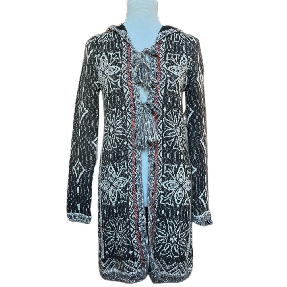 Free People Kai Tassel Pom Boho Hooded Cardigan - Picture 5 of 10